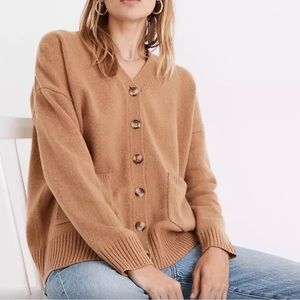 Madewell (Re)Sourced Cashmere Ex-Boyfriend Cardigan, Honey Chestnut, Medium